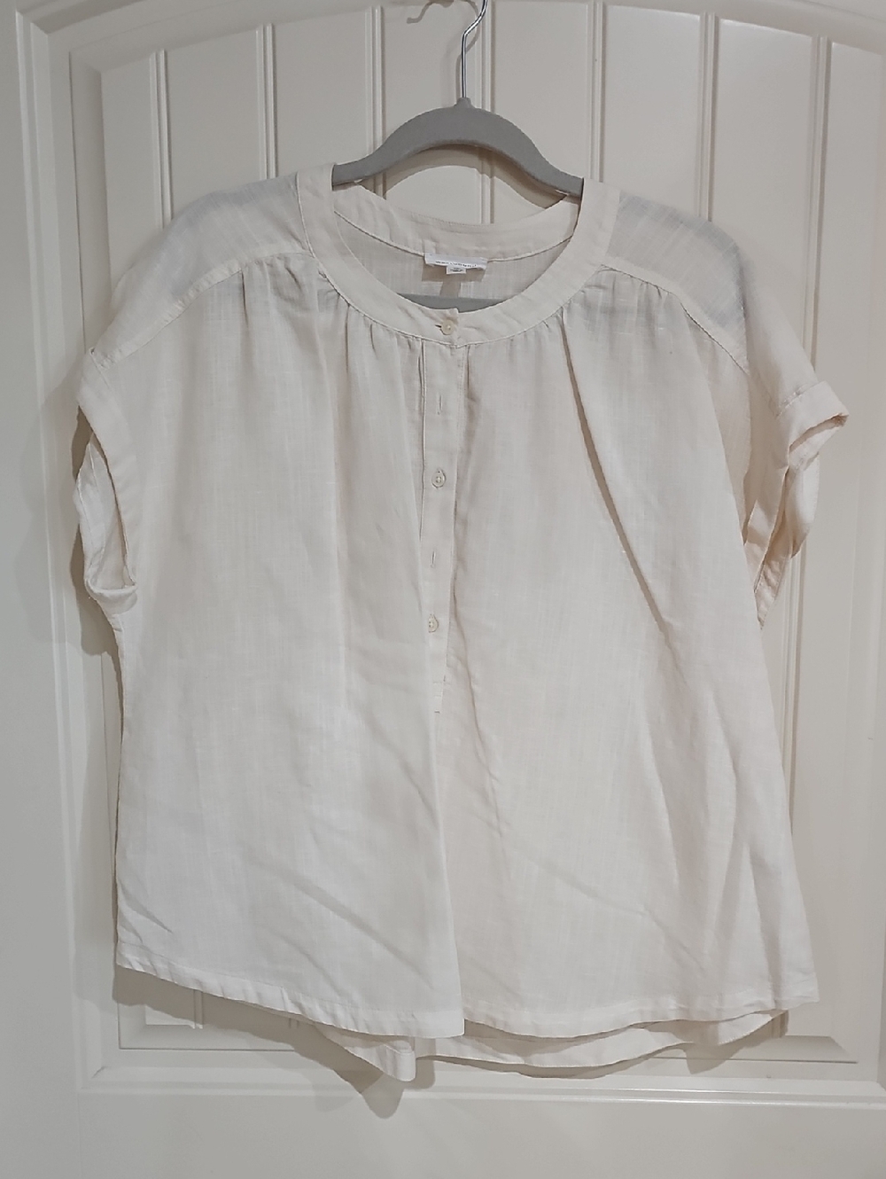 Westbound Cream Short-Sleeve Linen Blouse